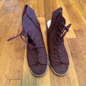 Mossimo: Magenta Lace Up Peep-Tie Booties